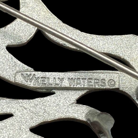 Vintage Kelly Waters Convertible Brooch Pin Pendant Pewter Modernist Signed - Picture 5 of 5